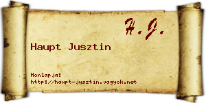 Haupt Jusztin névjegykártya